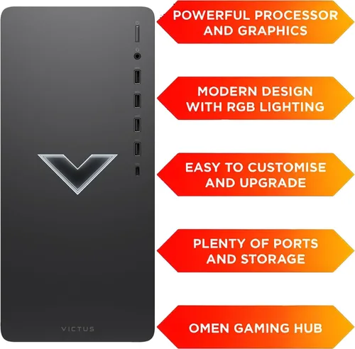 Vista 3 de HP Victus Gaming PC de sobremesa, Intel i5-14400F 2.5-4.7 GHz 16GB RAM