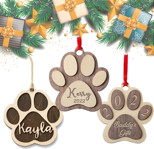 Vista 7 de Adornos de Navidad personalizados Firelace con nombre grabado de resina para árbol de Navidad, regalos para niños, Acción de Gracias, decoración