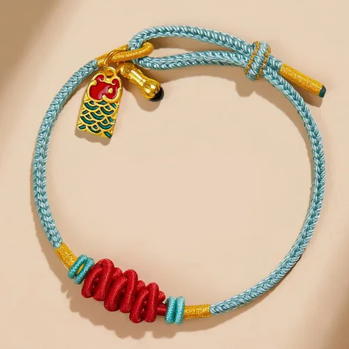 Vista 3 de Pulsera tibetana de la suerte para mujer, pulsera trenzada de buenos deseos, estilo budista, ajustable, pulsera de cuerda roja