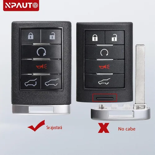 Vista 6 de NPAUTO Llavero compatible con Caddilac Escalade ESV EXT 2007 2008 2009 2010 2012 2013 2014 - Repuesto de repuesto para llave de automóvil sin llave