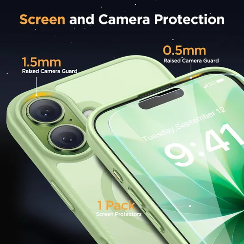 Vista 5 de Miracase - Funda magnética para teléfono 17 (compatible con MagSafe) con protector de pantalla de grado militar, funda mate translúcida antihuellas