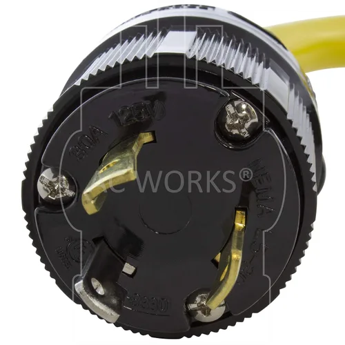 Vista 3 de AC WORKS Generador a interruptor de transferencia Adaptador de caja de entrada de 50 amperios (L5-30 30Amp 3 clavijas a CS6364 flexible) Amarillo