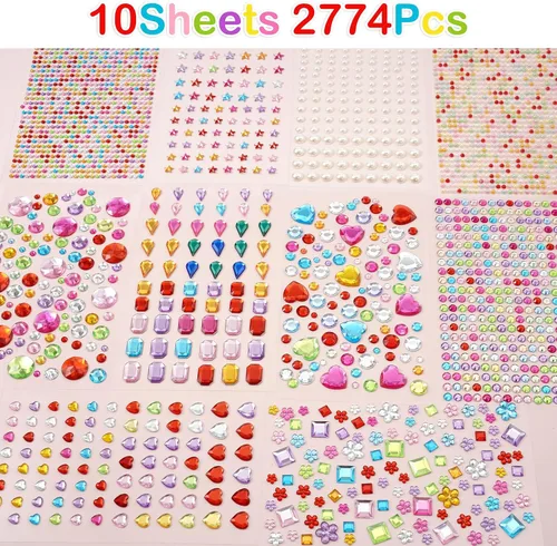 Vista 3 de MYDBUYSOME 2774 calcomanías de gemas para manualidades, autoadhesivas, diamantes de imitación para pegar, calcomanías acrílicas