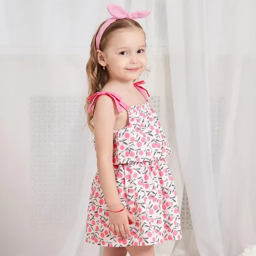 Vista 4 de Sosomi Vestido sin mangas para niña pequeña, vestido de niña 6M-5T, vestido floral para niñas pequeñas, vestido de verano para niñas, vestidos