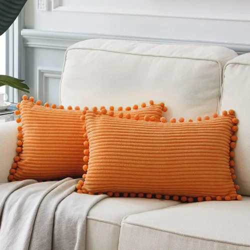 Vista 61 de Fancy Homi Juego de 2 fundas de almohada decorativas negras de 12 x 12 pulgadas con pompones para sofá y cama, decoración moderna de estilo bohemio