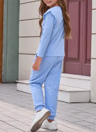 Vista 4 de blibean Conjuntos de ropa de otoño para niñas con estilo, tallas 4-13 años