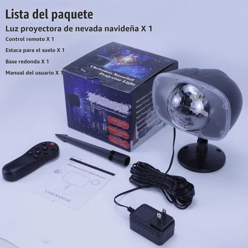 Vista 7 de Proyector de luz de Navidad, para interiores y exteriores, proyector de luces con control remoto, lámpara giratoria para Halloween, Navidad, boda