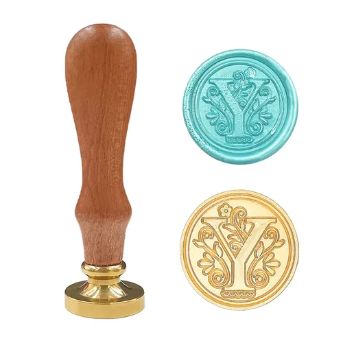 Vista 29 de Sello medieval tradicional de cera del alfabeto, con cabeza de latón, con mango de madera, para tarjetas, sobres, regalo (letra A)