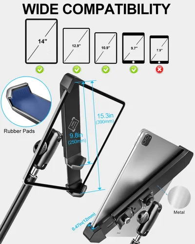 Vista 7 de Soporte antirrobo para tablet de asiento de coche o camión, soporte de seguridad resistente para tableta de piso de automóvil con brazo plegable