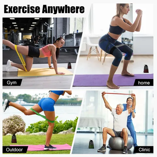 Vista 7 de Bandas de resistencia de látex mini bucle para entrenar piernas, versión de 2.4 in de ancho Elastic Stretch Bands For Exercise Loop Bands, Rubber