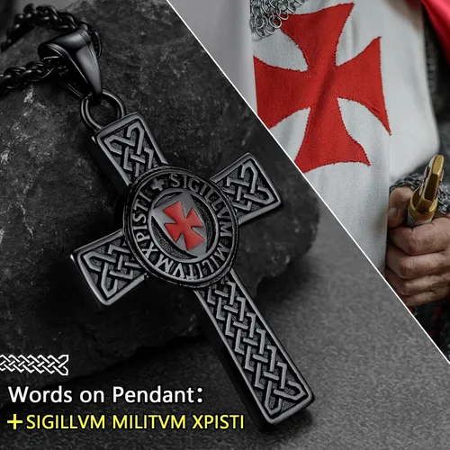 Vista 3 de FaithHeart Collar de sello de caballeros templarios, joyería de Cristo compañeros soldados para hombres y mujeres con delicado embalaje de regalo