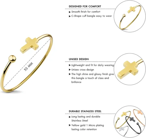 Vista 5 de 555Jewelry - Pulsera de acero inoxidable con símbolo religioso