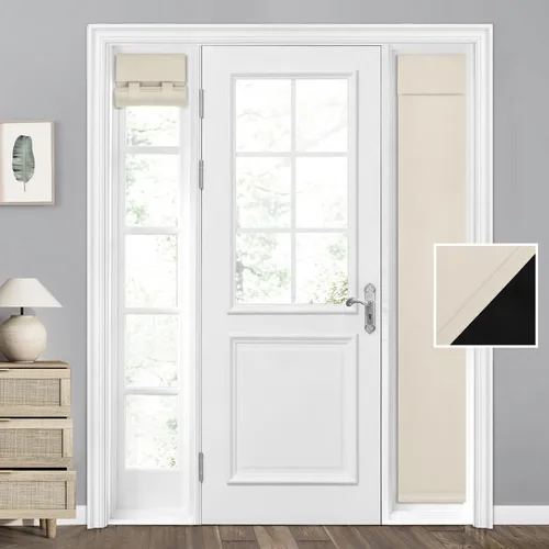 Vista 44 de HOMEIDEAS Cortinas 100% Opacas para Luces Laterales de Puerta Principal, Cubierta de Ventana de Puerta de Aula, Persianas de Privacidad