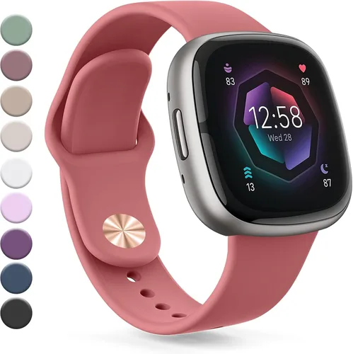 Vista 11 de Correa compatible con Fitbit Sense 2 / Sense Bands, Fitbit Versa 4 / Versa 3 bandas para mujeres y hombres, correa de repuesto de silicona suave