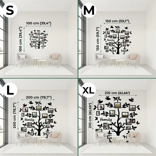 Vista 3 de JustLikeWood 39.3 x 39.3 pulgadas, diseño de árbol genealógico de madera grande para pared, diseño de baterias, removible, decoración de bricolaje