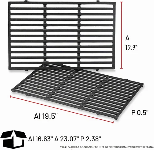 Vista 6 de Parrillas para cocina de hierro fundida esmaltadas en porcelana, marca Weber 7524 (19.5 x 12.9 x 0.5).