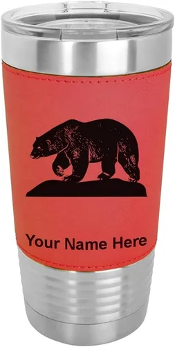 Vista 18 de LaserGram Vaso aislado al vacío de 20 onzas, oso polar, grabado personalizado incluido (piel sintética, estilo béisbol)