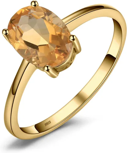 Vista 10 de JewelryPalace Anillos de compromiso solitarios de plata de ley 925 chapados en oro de 14 quilates con piedra natal de topacio azul citrino y piedras