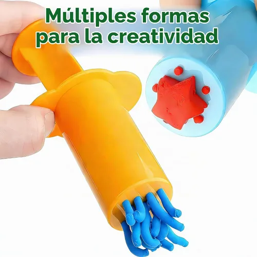 Vista 7 de MAGIKON Juego de herramientas de masa y arcilla de 5 piezas - Extrusoras de masa para el hogar, aula o juego en grupo Regalo de arte para niños