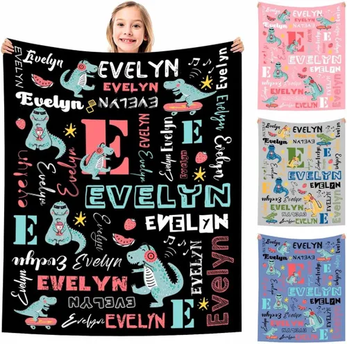 Vista 10 de MyPupSocks Manta Decorativa Personalizada con Nombre Personalizado Mantas para Niña Hija Nieta Manta Bonita (7 Tamaños)