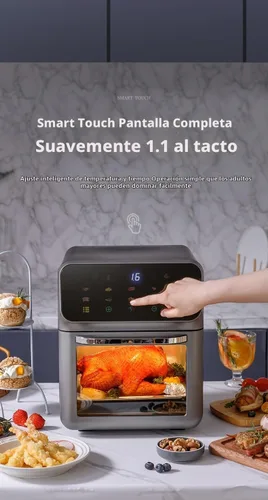 Vista 6 de Freidora de aire digital con pantalla LED, horno de encimera de cocina multifunción, control táctil inteligente