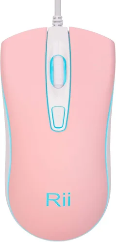 Vista 12 de Rii Ratón con cable RM105, mouse de computadora con retroiluminación RGB colorida, agarre cómodo óptico ergonómico, ratones con cable USB compatible