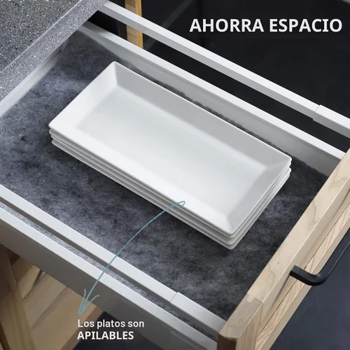 Vista 6 de Sweese Bandeja de porcelana rectangular de 12 pulgadas para sushi, carne, postres, pasteles, plato blanco para servir restaurante, banquete, fiesta
