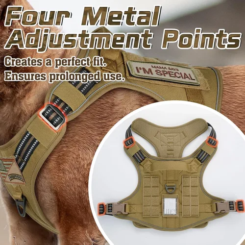 Vista 3 de rabbitgoo - Arnés táctico sin tirones para perros, estilo militar, con mango y sistema Molle, arnés para perros de fácil control, arnés reflectante