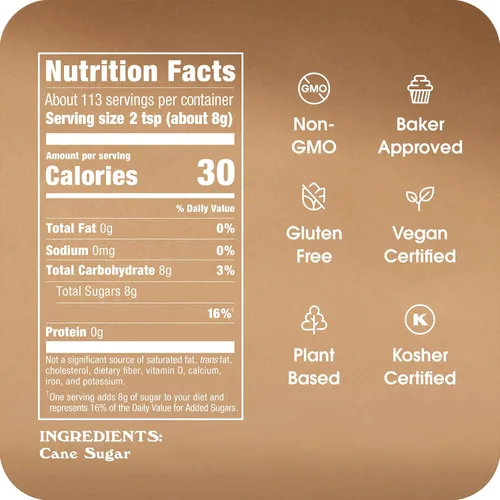 Vista 2 de Sugar In The Raw - Azúcar de caña premium, caja de 2 libras, proyecto verificado sin OMG, Kosher, vegano y sin gluten