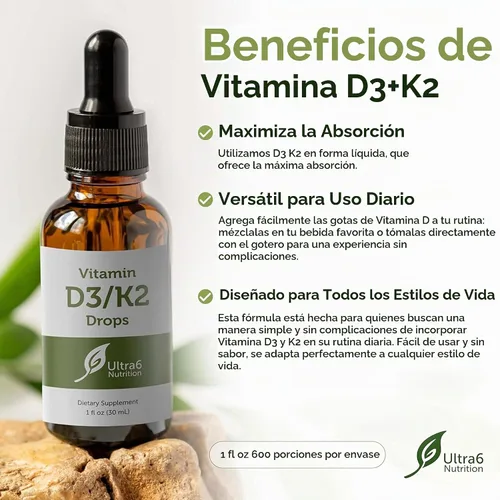 Vista 2 de Gotas de vitamina D3 con K2 para una mejor absorción, gotas de vitamina D para adultos y niños