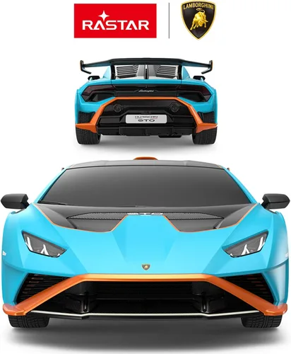 Vista 2 de RASTAR por Lamborghini Huracan STO RC Car 1:24 Escala Control Remoto Coche de Juguete, Vehículo Modelo R/C para Niños Negro RC - Azul