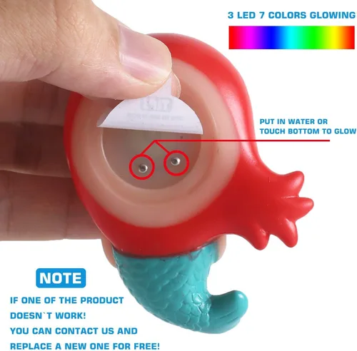 Vista 5 de Juguete de baño sin agujeros, paquete de 12 animales iluminados, juguetes de bañera de color intermitente para niños pequeños, piscina, fiesta