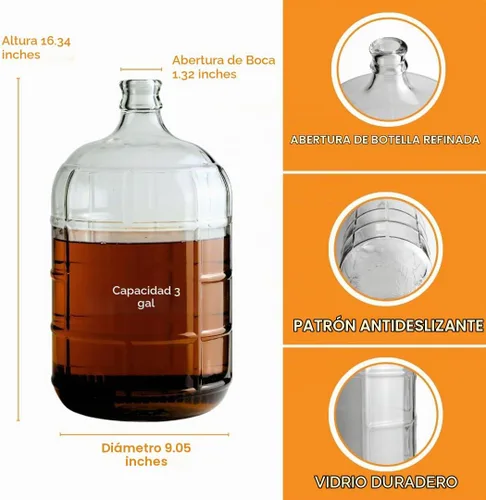 Vista 3 de 3 galones de vidrio Carboy