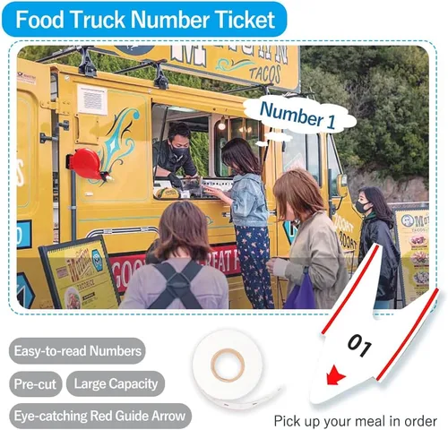 Vista 4 de Toma un número de boletos 5 rollos de 2 dígitos para el sistema de llamadas en cola K-T Ticket Dispenser 2000 Rollo de boletos 00-99 Blanco