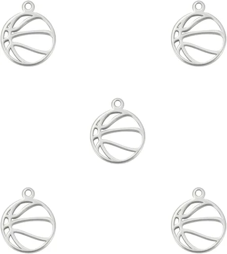 Vista 11 de kkjoy 5 dijes de bola deportiva de acero inoxidable para hacer joyas y manualidades, varios dijes, suministros de manualidades, accesorios
