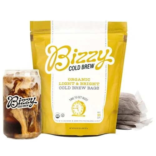 Vista 8 de Bizzy Café orgánico frío Mezcla de desayuno Café molido grueso tostado medio ligero Micro tamizado Grado especial 100% arábica Bolsas