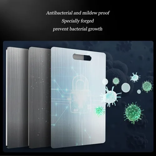 Vista 4 de Chopping Board Thickened Cutting Board Stainless Steel Cutting Board Household Cutting Board Large Cutting Board Fruit Cutting Board,Silver-23 *