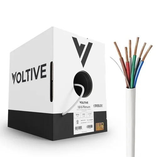 Vista 11 de Voltive Cable de altavoz 12/2, Plenum CL3P, blanco, 500 pies - 12 AWG, 2 conductores, cobre trenzado sin oxígeno, listado UL - V-1214-2