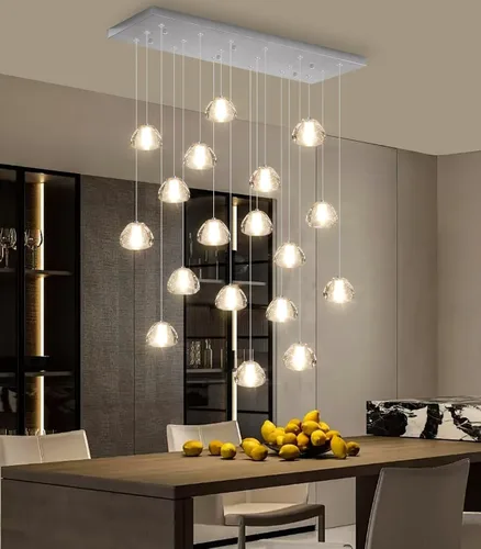 Vista 32 de Lámpara colgante moderna de cristal para isla de cocina, comedor, dormitorio, pasillo, color negro