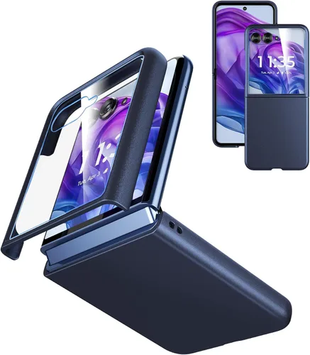 Vista 11 de Cresee Funda para Motorola Razr Plus 2023 Con Protector De Pantalla Externa - Funda De Teléfono De PC Dura Delgada Para Moto Razr+2023 - Negro+Vidrio