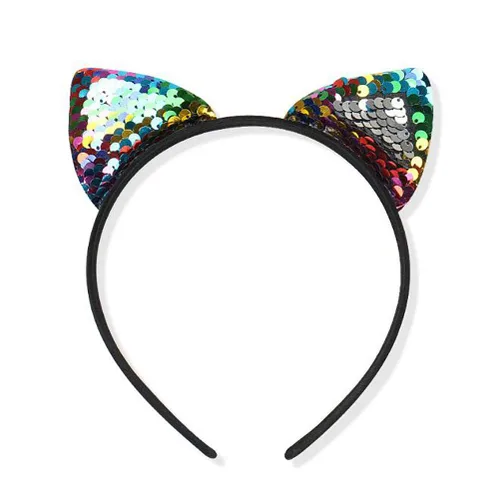 Vista 8 de 8 diademas con orejas de gato con lentejuelas brillantes para el pelo para fiestas disfraces y decoraciones diarias