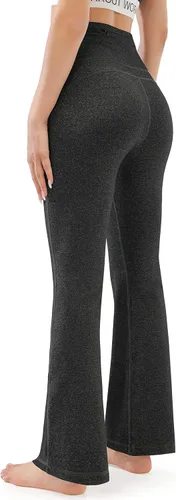 Vista 5 de AFITNE - Pantalones de yoga con corte de bota con bolsillos para mujer, de talle alto, pantalones de yoga para entrenamiento con control de abdomen