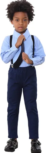 Vista 2 de Madonmay Conjunto formal de camisa con botones y tirantes para bebé 12-7 años