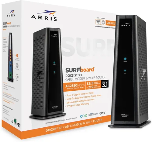 Vista 5 de Arris (SBG8300-RB) - Combo de Router de Módem de Cable - DOCSIS 3.1 Gigabit Rápido & WiFi AC2350, Comcast Xfinity, Cox, Spectrum & Más, Velocidades