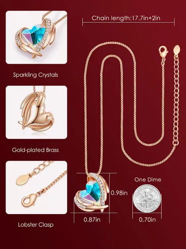Vista 4 de CDE Love Heart Pendant Necklaces for Women Silver Tone Rose Gold Tone Crystals Birthstone Christmas Jewelry Gifts for Women BirthdayAnniversary