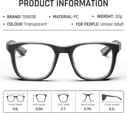 Vista 7 de TOREGE Gafas de seguridad para hombres, transparentes, antivaho y luz azul, resistentes a los arañazos, para mujeres, enfermeras