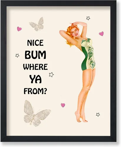 Vista 33 de Poster Master Pin Up Girl Poster - Better Late Than Ugly Print - Butterfly Art - Modern Art - Trendy Art - Gift for Men & Women - Funny Decor for