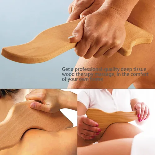 Vista 3 de Masajeador de drenaje linfático de madera, herramienta de masaje de terapia de madera, herramienta de masaje anticelulitis para espalda, brazos