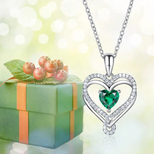 Vista 6 de Joyas para mujer, collares de corazón infinito para mujer, collares de piedra natal para mujer, collar de plata de ley 925 con relleno de oro rosa