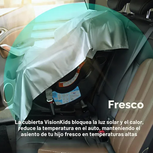 Vista 2 de VisionKids Funda de parasol para asiento de automóvil para bebé con bolsa de almacenamiento gratuita incluida, protector de calor para asiento